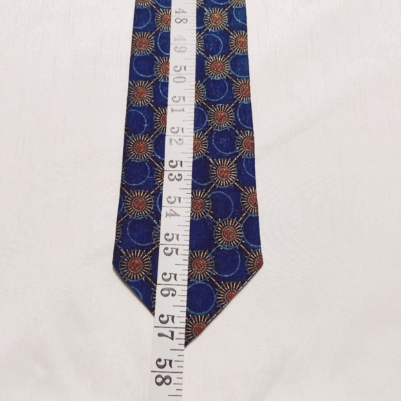 Ermenegildo Zegna Blue & Orange 100% Silk Tie Made in Italy - Picture 11 of 11